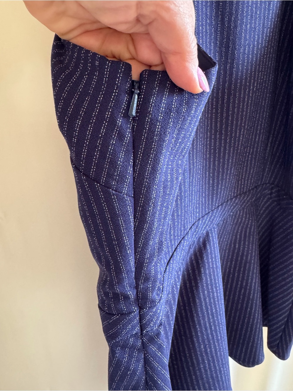 Banana Republic Navy Pinstripe Notch-Neck Peplum Cami women - Picture 5 of 11